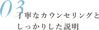 丁寧なカウンセリングとしっかりした説明